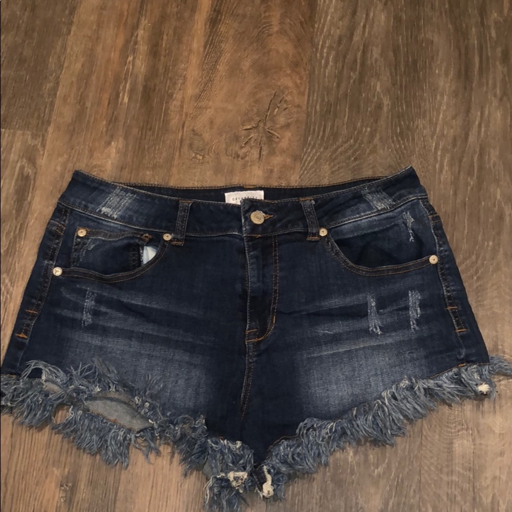 Celebrity pink jean shorts